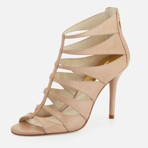 MICHAEL KORS MAVIS OPEN TOE DK KHAKI ZIPPER STRAPPY SANDAL WOMEN SHOES